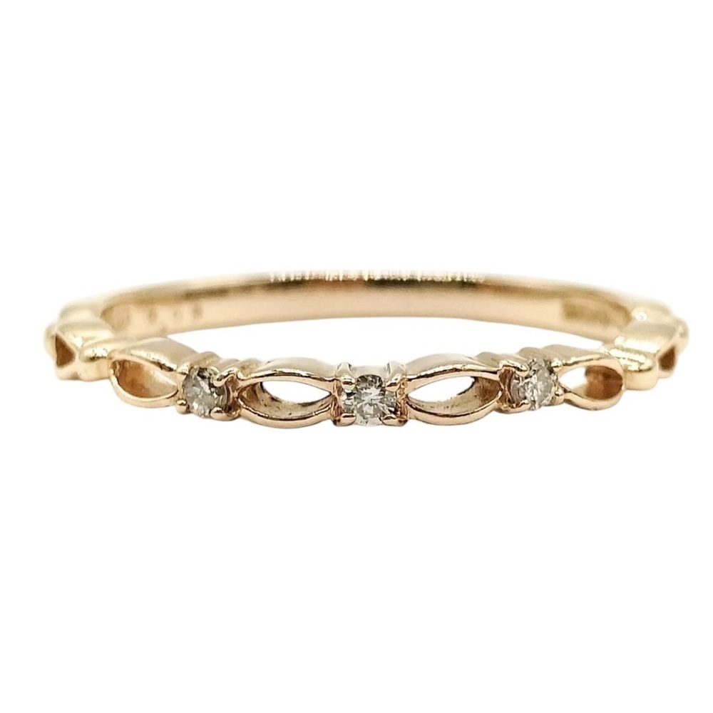 10k Yellow Gold Diamond Pink Ring .03 Ct size 3.4